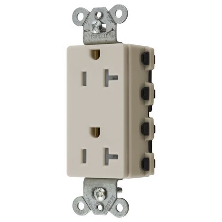 HUBBELL WIRING DEVICE-KELLEMS Straight Blade Devices, Receptacles, Style Line Decorator Duplex, SNAPConnect, Tamper Resistant, 20A 125V, 2-Pole 3-Wire Grounding, 5-20R, Nylon SNAP2162LATRA